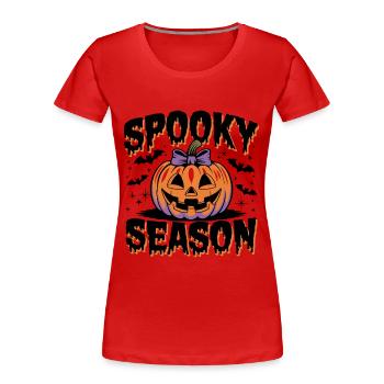 Citrouille d’Halloween, saison effrayante - T-shirt bio Premium Femme - rouge - Devant - Mia (176cm)
