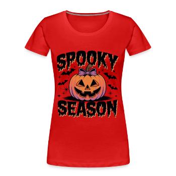 Citrouille d’Halloween, saison effrayante - T-shirt bio Premium Femme - rouge - Devant - Mia (176cm)