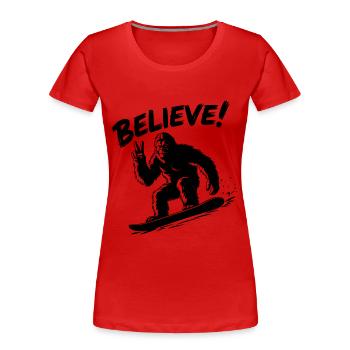 Sasquatch Bigfoot Snowboard Snowboarder - T-shirt bio Premium Femme - rouge - Devant - Mia (176cm)