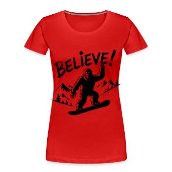 Sasquatch Bigfoot Snowboard Snowboarder - T-shirt bio Premium Femme - rouge - Devant - Mia (176cm)