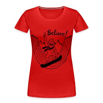 Sasquatch Bigfoot Snowboard Snowboarder - T-shirt bio Premium Femme - rouge - Devant - Mia (176cm)