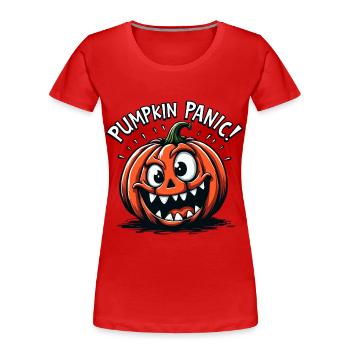 Pumpkin Panic Halloween - Frauen Premium Bio T-Shirt - Rot - Vorne - Mia (176cm)