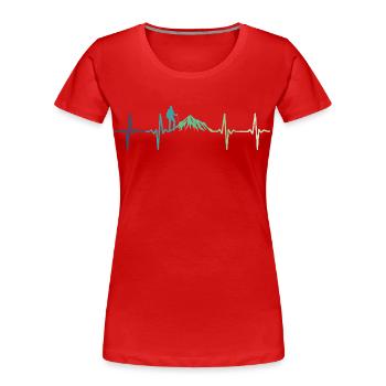 Mountain Heartbeat Wandern - Frauen Premium Bio T-Shirt - Rot - Vorne - Mia (176cm)