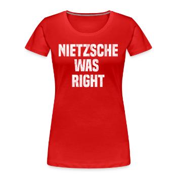 nietzsche - Frauen Premium Bio T-Shirt - Rot - Vorne - Mia (176cm)