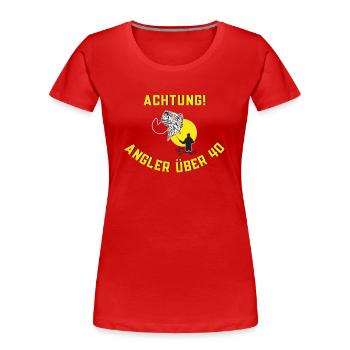Angler Ü40 Angel - Frauen Premium Bio T-Shirt - Rot - Vorne - Mia (176cm)