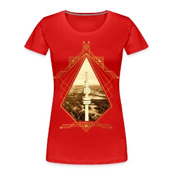 Dortmund Allemagne Ville Skyline Gold Love - T-shirt bio Premium Femme - rouge - Devant - Mia (176cm)