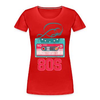 Musique des années 80 et 80 - T-shirt bio Premium Femme - rouge - Devant - Mia (176cm)