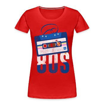 Musique des années 80 et 80 - T-shirt bio Premium Femme - rouge - Devant - Mia (176cm)