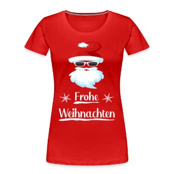 Weihnachtsmann Nikolaus mit Sonnenbrille - Frauen Premium Bio T-Shirt - Rot - Vorne - Mia (176cm)