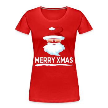 weihnachtsmann merry xmas grinsen - Frauen Premium Bio T-Shirt - Rot - Vorne - Mia (176cm)