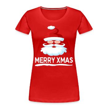 Santa Witzig - Frauen Premium Bio T-Shirt - Rot - Vorne - Mia (176cm)
