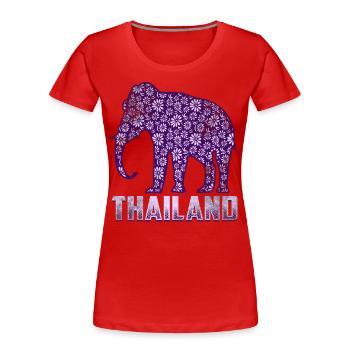 Thailand Colorful Elephant - Women's Premium Organic T-Shirt - red - Front - Mia (176cm)