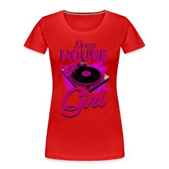 Deep House Fille - T-shirt bio Premium Femme - rouge - Devant - Mia (176cm)