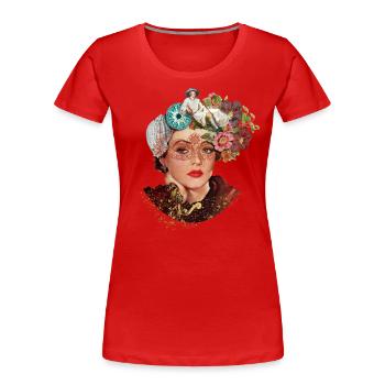 Vintage Flower Girl - Women's Premium Organic T-Shirt - red - Front - Mia (176cm)