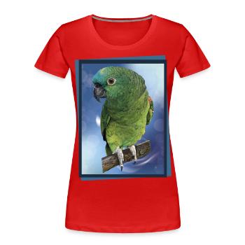 L’amazone à front bleu - T-shirt bio Premium Femme - rouge - Devant - Mia (176cm)