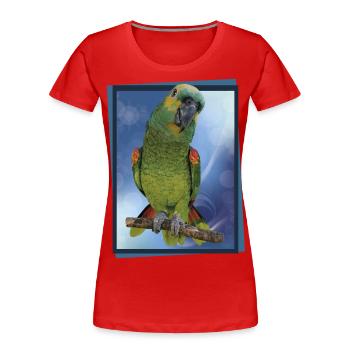 L’amazone à front bleu - T-shirt bio Premium Femme - rouge - Devant - Mia (176cm)