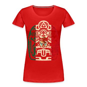 Azteken Mexico - Frauen Premium Bio T-Shirt - Rot - Vorne - Mia (176cm)