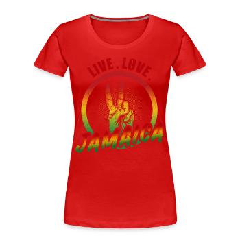 Jamaica Liebe Jamaika - Frauen Premium Bio T-Shirt - Rot - Vorne - Mia (176cm)