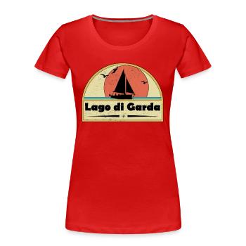 Lago di Garda - Frauen Premium Bio T-Shirt - Rot - Vorne - Mia (176cm)