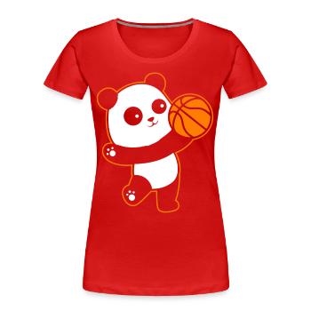 Panda Basketball Kinder - Frauen Premium Bio T-Shirt - Rot - Vorne - Mia (176cm)