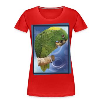 Le perroquet à nuque jaune - T-shirt bio Premium Femme - rouge - Devant - Mia (176cm)