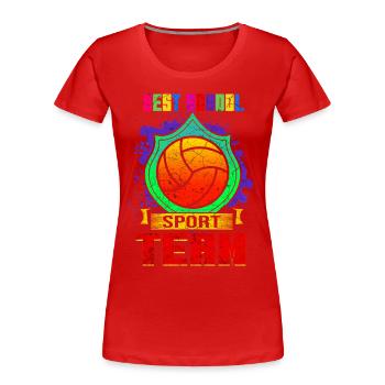 Volleyball Schulsport Team - Frauen Premium Bio T-Shirt - Rot - Vorne - Mia (176cm)