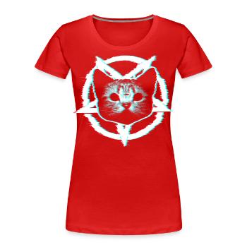 Satanische Katze im Pentagramm | RGB-Effekt - Frauen Premium Bio T-Shirt - Rot - Vorne - Mia (176cm)