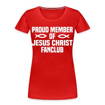 Fan Club de Jésus - T-shirt bio Premium Femme - rouge - Devant - Mia (176cm)
