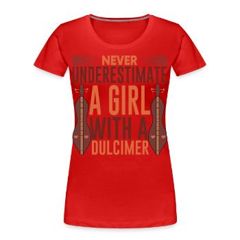 Instrument Dulcimer Girl - Women's Premium Organic T-Shirt - red - Front - Mia (176cm)