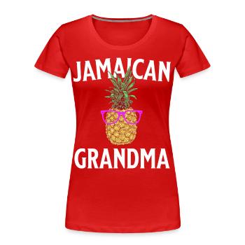 Jamaica Oma Jamaica Grossmutter - Frauen Premium Bio T-Shirt - Rot - Vorne - Mia (176cm)
