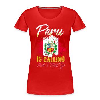 Peru Flagge - Frauen Premium Bio T-Shirt - Rot - Vorne - Mia (176cm)