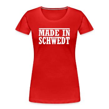 made in schwedt - Frauen Premium Bio T-Shirt - Rot - Vorne - Mia (176cm)