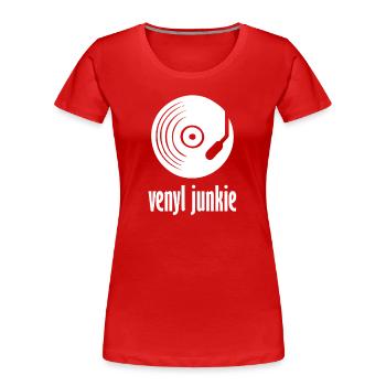 Venyl junkie - Frauen Premium Bio T-Shirt - Rot - Vorne - Mia (176cm)