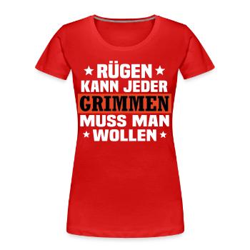 grimmen Vorpommern - Frauen Premium Bio T-Shirt - Rot - Vorne - Mia (176cm)