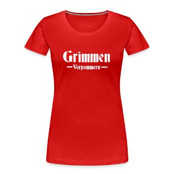 grimmen altdeutsche Schrift - Frauen Premium Bio T-Shirt - Rot - Vorne - Mia (176cm)