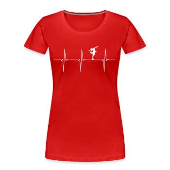 Eiskunstlauf EKG Herzschlag - Frauen Premium Bio T-Shirt - Rot - Vorne - Mia (176cm)