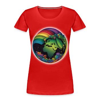 Die Welt ist bunt und divers, Regenbogen Lgbtq - Frauen Premium Bio T-Shirt - Rot - Vorne - Mia (176cm)