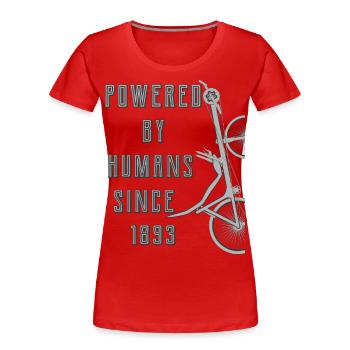 POWERED BY HUMANS SINCE 1893 - Frauen Premium Bio T-Shirt - Rot - Vorne - Mia (176cm)