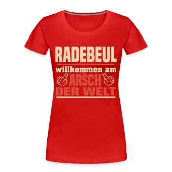 Radebeul - Frauen Premium Bio T-Shirt - Rot - Vorne - Mia (176cm)