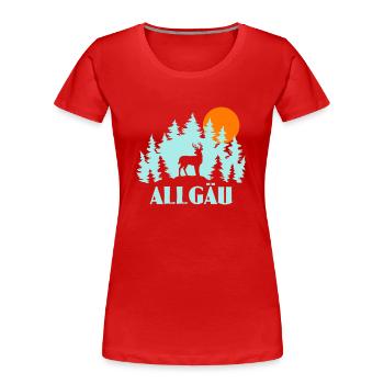 Allgäu - Frauen Premium Bio T-Shirt - Rot - Vorne - Mia (176cm)
