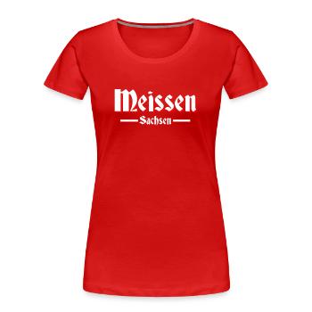 Meißen - Frauen Premium Bio T-Shirt - Rot - Vorne - Mia (176cm)