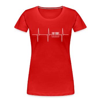 Clavier de piano ECG Heartbeat - T-shirt bio Premium Femme - rouge - Devant - Mia (176cm)