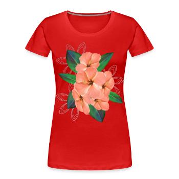 Bouquet de fleurs d’hibiscus - Bouquet - Fleurs - T-shirt bio Premium Femme - rouge - Devant - Mia (176cm)