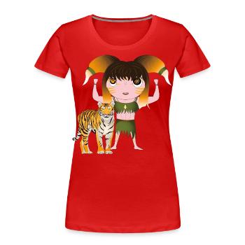Cherry - Frauen Premium Bio T-Shirt - Rot - Vorne - Mia (176cm)