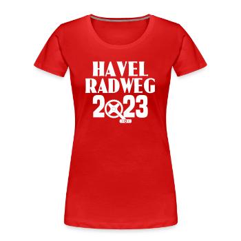 Havel Radweg - Frauen Premium Bio T-Shirt - Rot - Vorne - Mia (176cm)