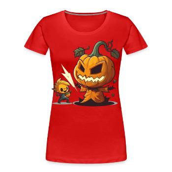 Kürbis Schnitzen Pro - Frauen Premium Bio T-Shirt - Rot - Vorne - Mia (176cm)