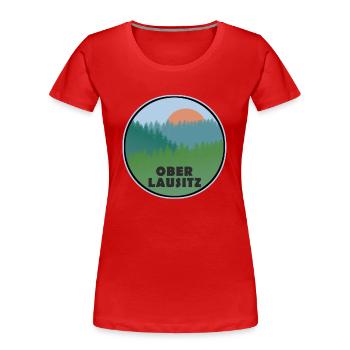 Oberlausitz - Frauen Premium Bio T-Shirt - Rot - Vorne - Mia (176cm)