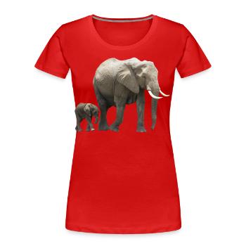 Elfanten-Mama mit Baby - Elefant - Wildtier - Frauen Premium Bio T-Shirt - Rot - Vorne - Mia (176cm)