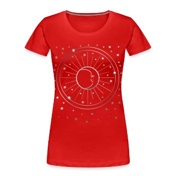 Lune - Étoiles - Planètes - Ciel étoilé - Galaxie - T-shirt bio Premium Femme - rouge - Devant - Mia (176cm)