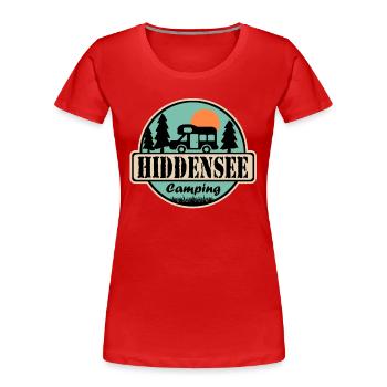 Hiddensee Camping - Frauen Premium Bio T-Shirt - Rot - Vorne - Mia (176cm)